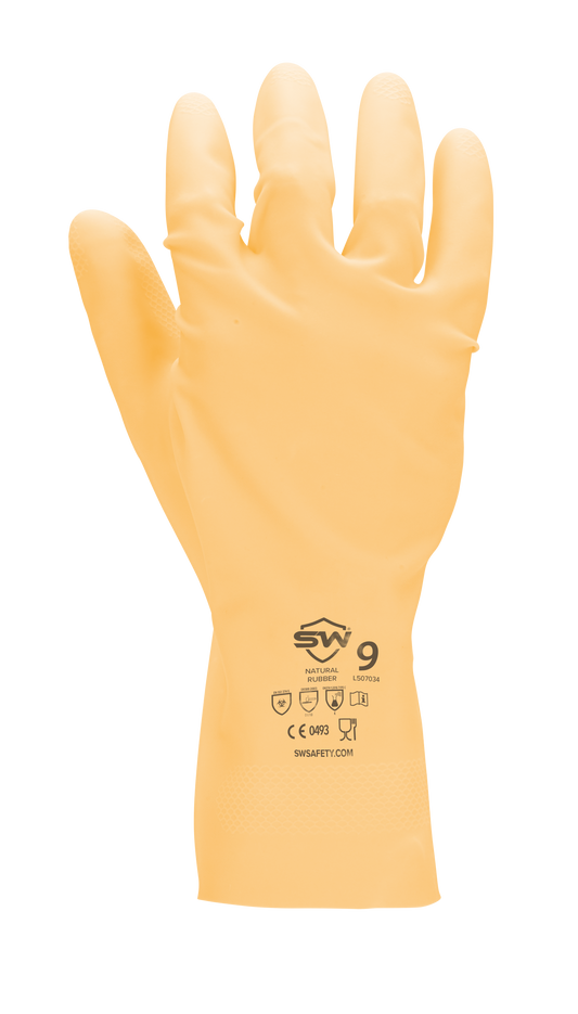 SW CoreSafe Chemical-Resistant Latex Gloves, Natural Color Unlined Cuff with 17 mil Thickness